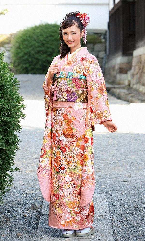 SALE!! 振袖セット 気品あふれる古典柄 上品ピンク L1 振袖セット 気品