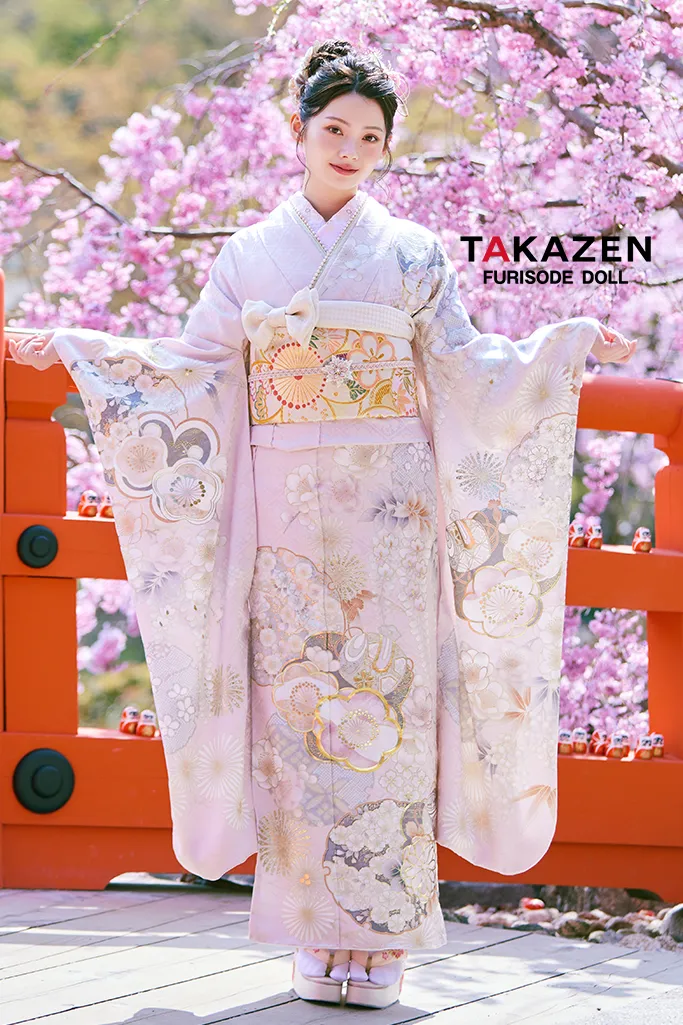正統派古典 ピンク/淡い色 かわいい振袖 桜柄/打ち出の小槌 はんなり