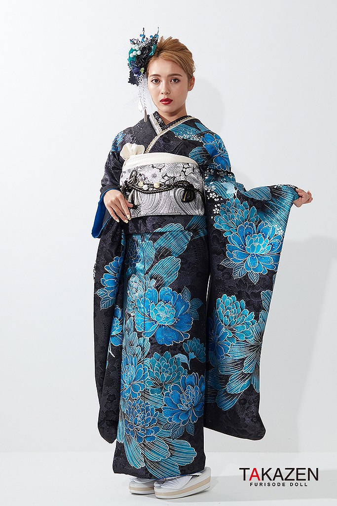 振袖 フルセット ブルー 正絹 金彩 美おり】振袖 正絹 振袖フルセット