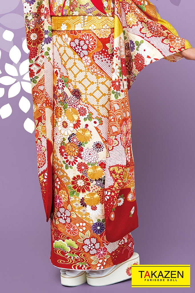 正統派古典 黄/赤/からし 菊柄/小花柄 華やか 人と被らない振袖ネット