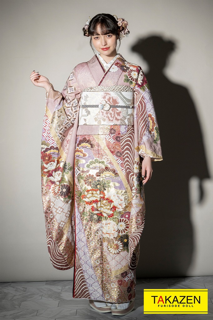 振袖 豪華 銀通し 刺繍 金彩 紋意匠 薔薇 身丈166cm 撥水加工済