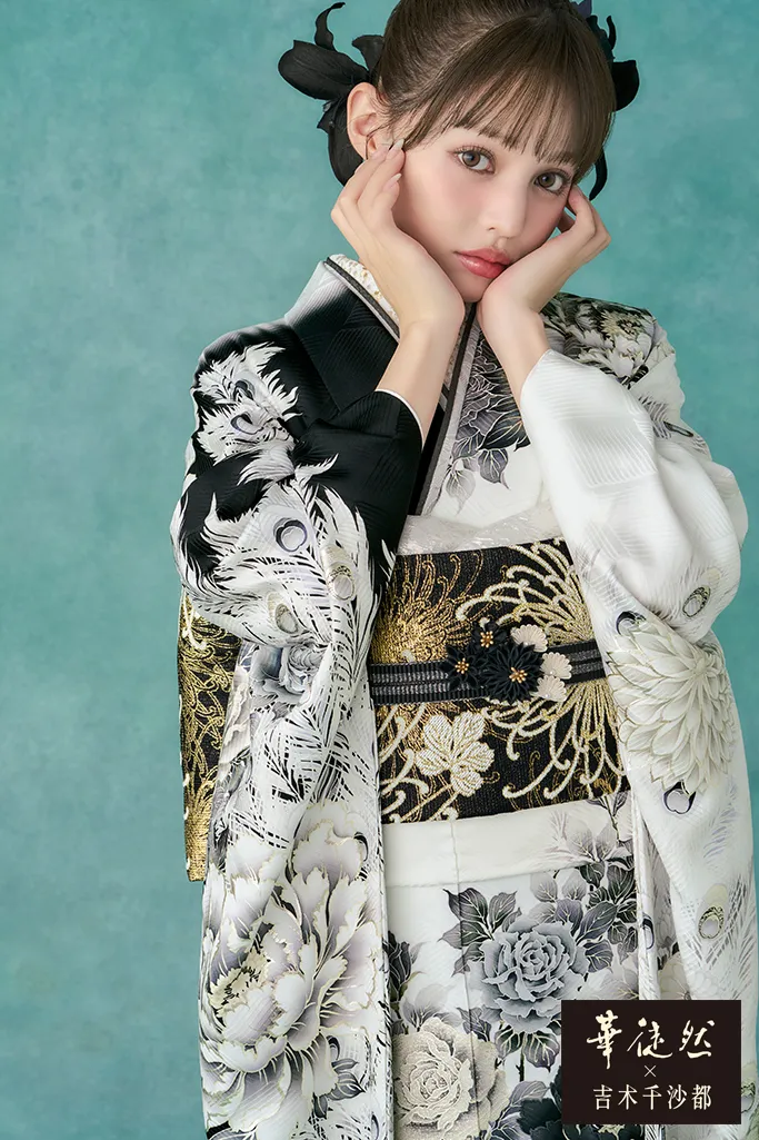 総絞り♢振袖単体□168cm成人式 前撮り 黒白 モノトーン 正絹 NM13 12