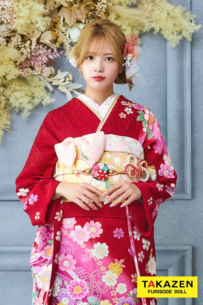 安い！王道正統派古典 赤/ピンク 桜柄 柄小さめ 上品 王道