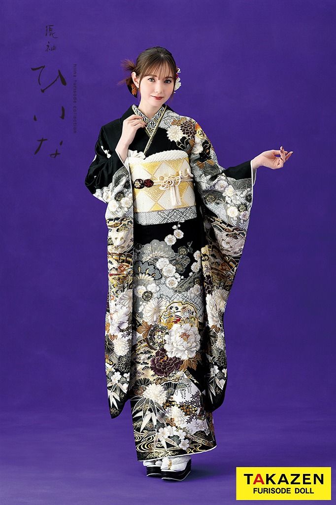 ☆中古品☆振袖 単品 正絹 花模様B級品振袖 ☆中古品