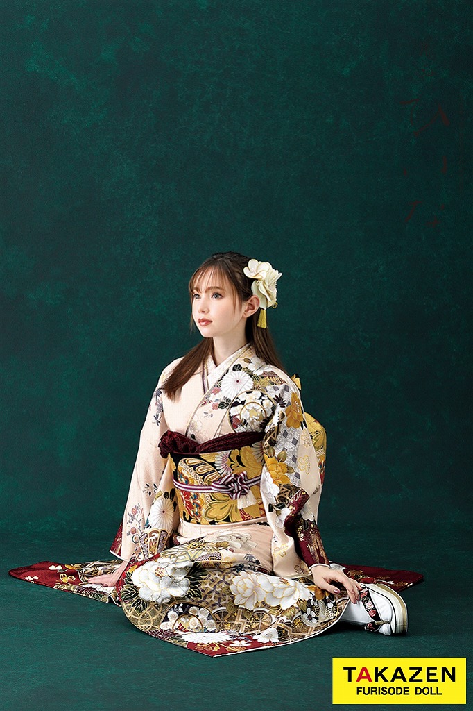 振袖セット オーダー仕立て 鳥の子色 ベージュ牡丹古典成人式