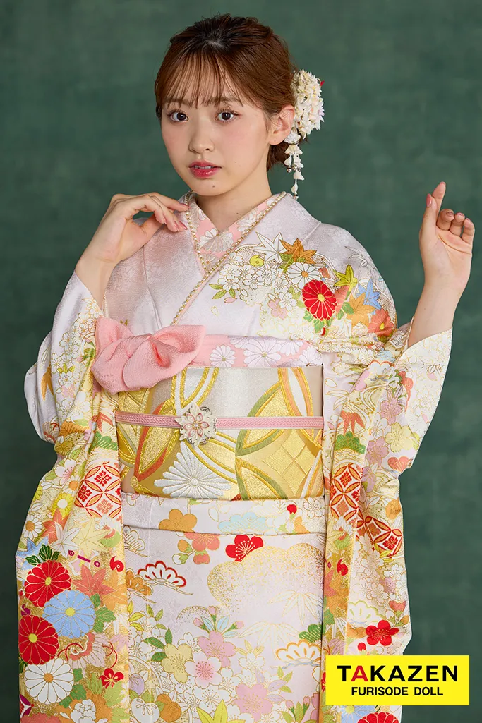 プレミアム古典 青柳/最高級手描友禅 ピンク/薄い色 菊柄 かわいらしい