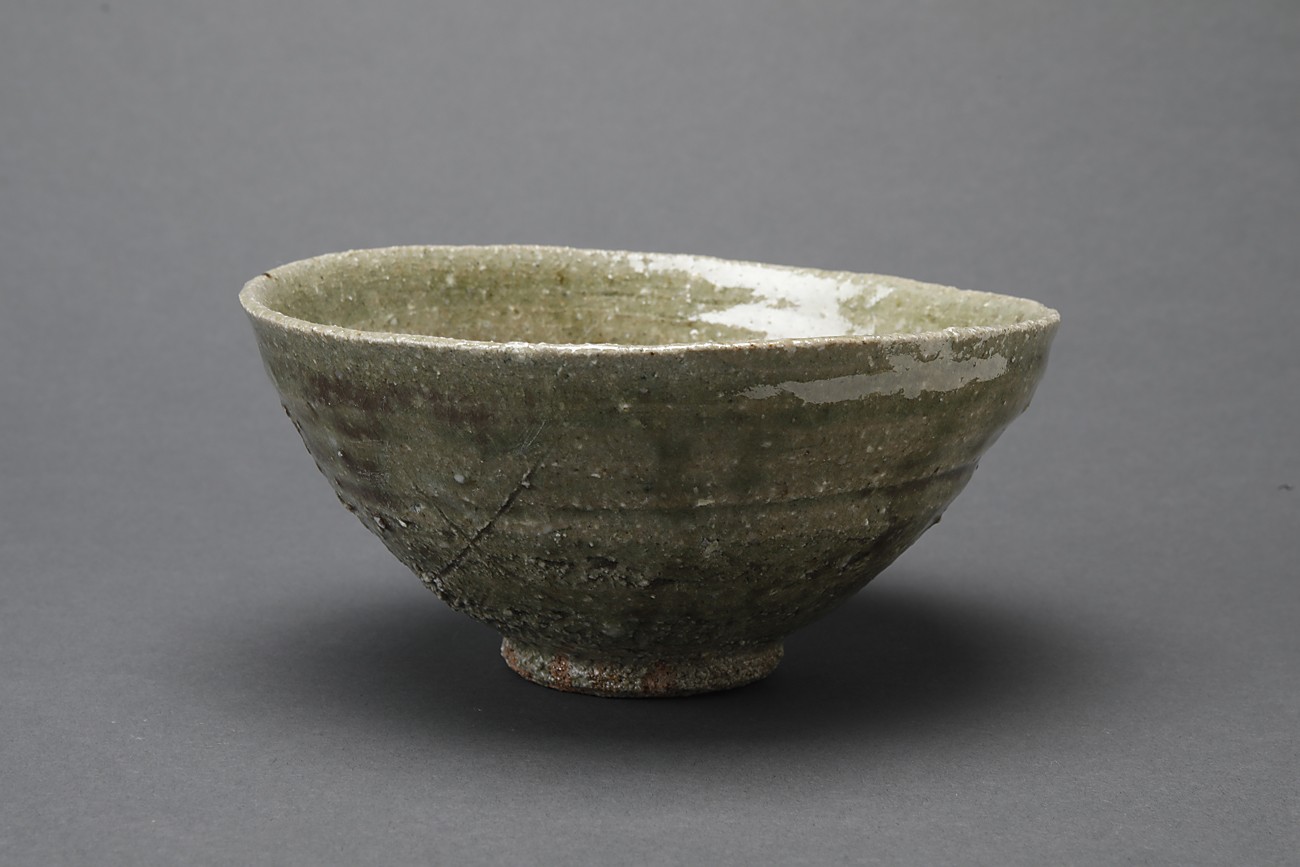 抹茶碗鼠志野亀の絵月形那比古夏至亀共箱R1424お14