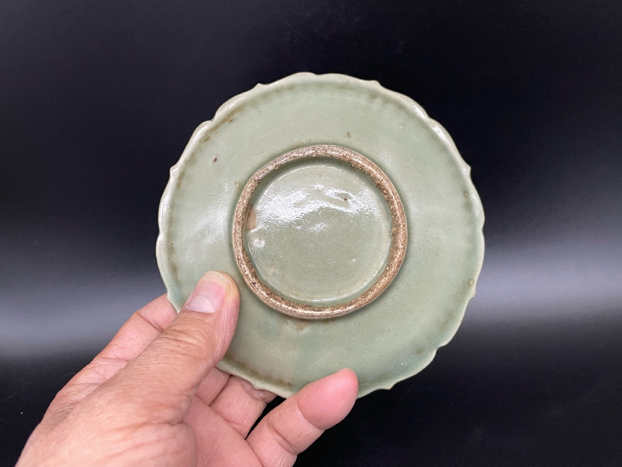 ギャラリー安原 / ご売約 初期伊万里 青磁 鎬渦巻文皿