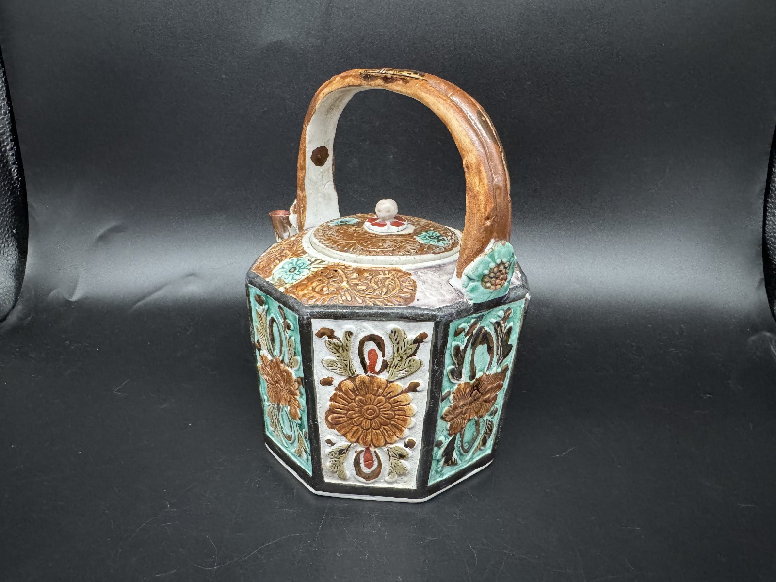 伊万里色絵唐草文に花図輪花縁猪口5個 [B28108] 伊万里色絵唐草文に花