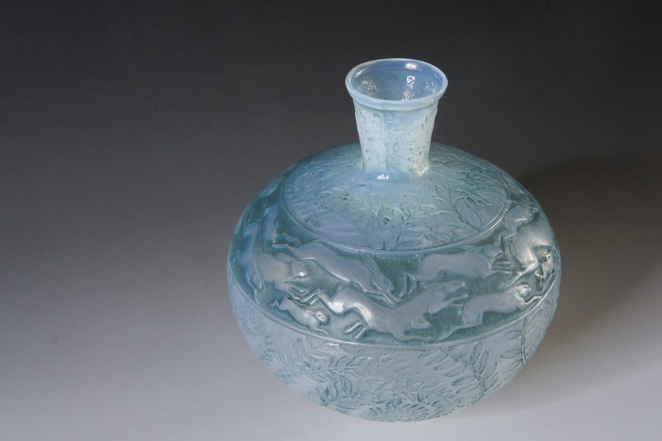 希少なアールデコ☆ルネ・ラリック カマレ 魚群文球形花瓶フロスト14