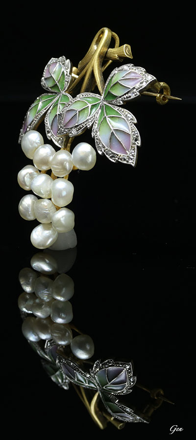 アンティーク プリカジュールエナメル アール・ヌーヴォー ブローチ お