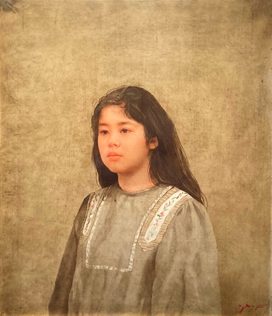 藤井勉 「少女 華」 0号 油彩画 真筆 藤井勉 「少女 華」 0号 油彩画