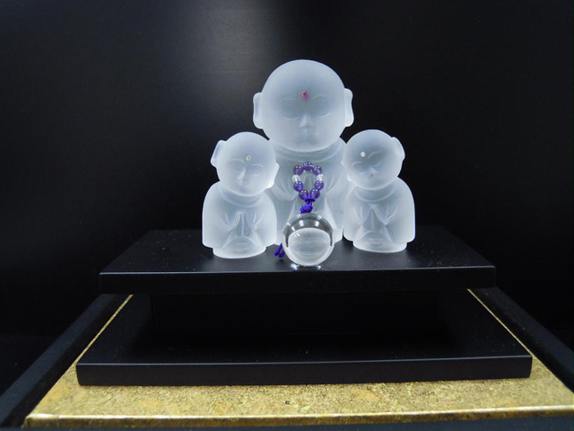 エクセルヒューマン購入 3代目章玉作 山梨県水晶美術彫刻 福花蓮華