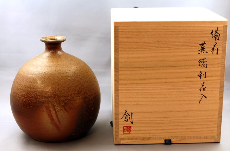 桂又三郎極め 江戸初期 古備前 人形徳利 共箱 V 9045 古備前徳利