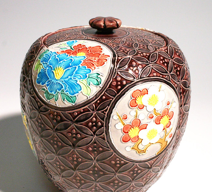 紫交趾 四季草花七宝文水指 山本一如 | 古美術ささき