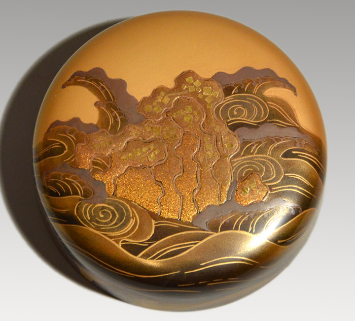 金地鳴門蒔絵棗 加賀蒔絵師 野村大仙(作) 共箱 | 古美術ささき