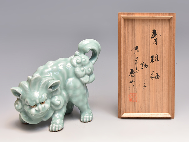 113s 宮永東山作「白鳩」共箱 京都 青磁 置物 平和 東山窯 【公式通販】