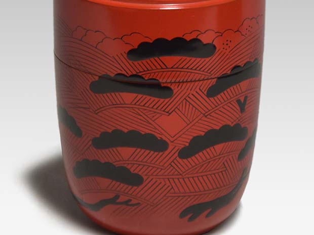 曙棗 鈴木表朔（作）共箱 裏千家 淡々斎在判箱書 仕覆「捻梅唐草緞子