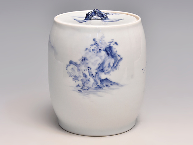 真葛 宮川香斎(作) 染付 山水画水指 共箱 鵬雲斎箱書 | 古美術ささき