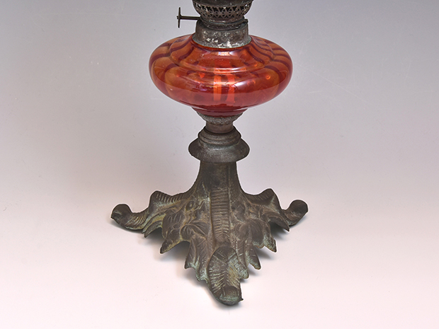 明治 大正 洋燈 アンティーク アルコールランプ フリルガラス シェード