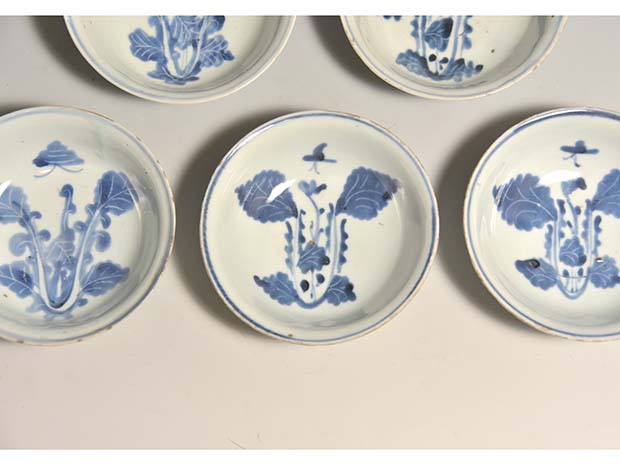 唐物 清朝 染付青花 なずな文 煎茶碗 七客 汲み出し茶碗 煎茶道具 中国