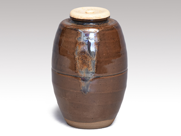 肩衝茶入 万代喜山（作）象牙蓋 仕覆「一重蔓菊唐草紋」共箱 | 古美術