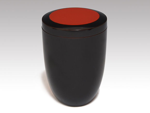 平安堂造 漆匠呉藤友乗作 朱塗黒あみ絵 食籠 平安堂造 漆匠呉藤友乗作