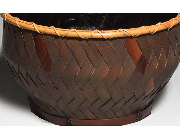 古民家 焼桐火鉢 竹籠炭籠 セット 古民家 焼桐火鉢 竹籠炭籠 セット