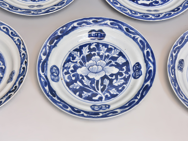 古染付花文中皿5枚 桐箱 明末～清初 懐石向付に | 古美術ささき