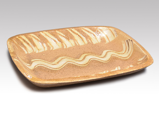 民芸 布志名焼 船木道忠 スリップウエア 楕円深鉢 民芸 布志名焼 船木