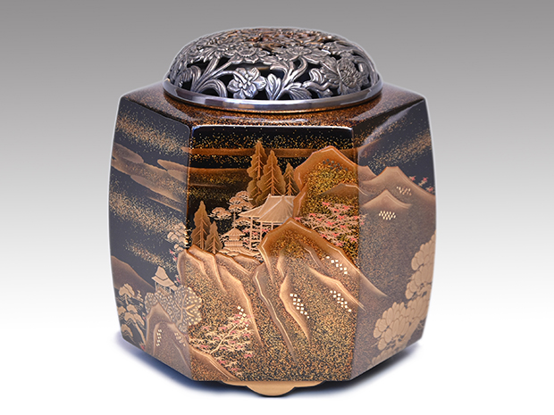 パスタ鉢 輪島塗 蒔絵 260x160x55mm 笹蒔絵 大王塗師屋