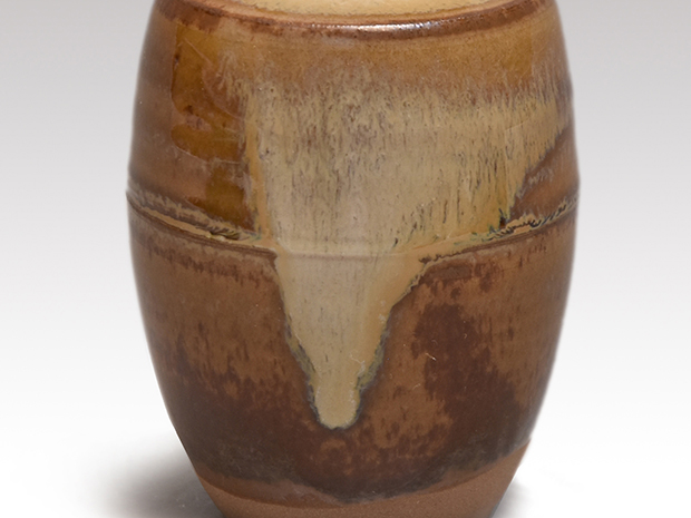 高取焼 肩衝茶入 高取喜恵(作) 共箱 象牙蓋 仕覆（藤種緞子・鎌倉金襴