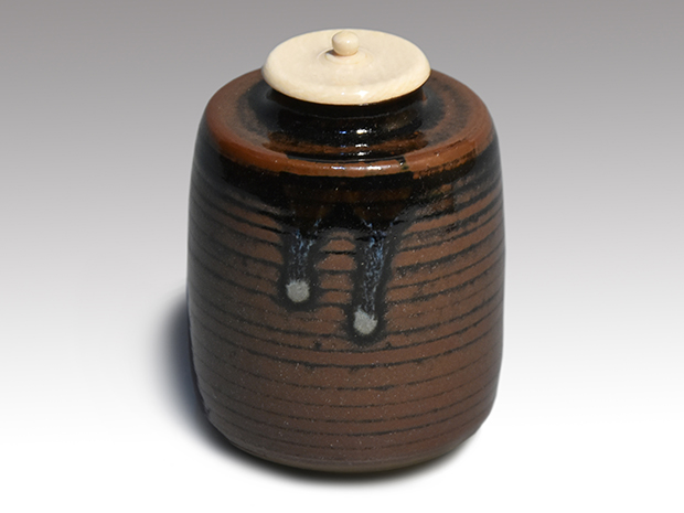 茶道具 松本鐡山作 古瀬戸 大名物 円乗坊写 茶入 仕覆付 共箱 V 8757