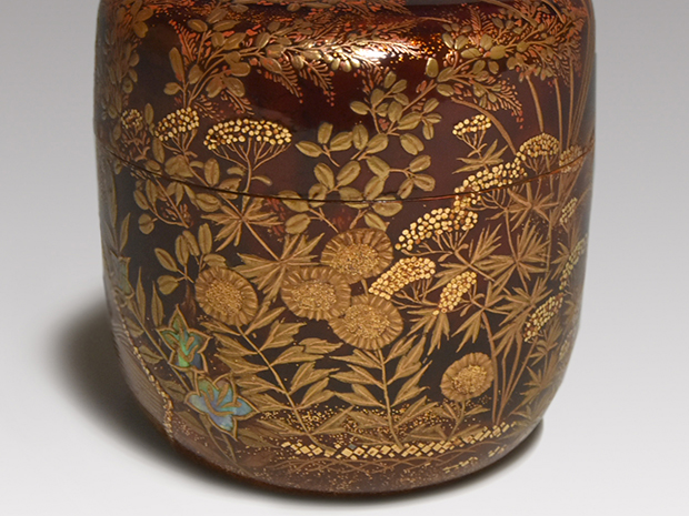 松皮菱 磯辺に秋蒔絵 大棗 内梨地 豊平翠香(作) 共箱 | 古美術ささき