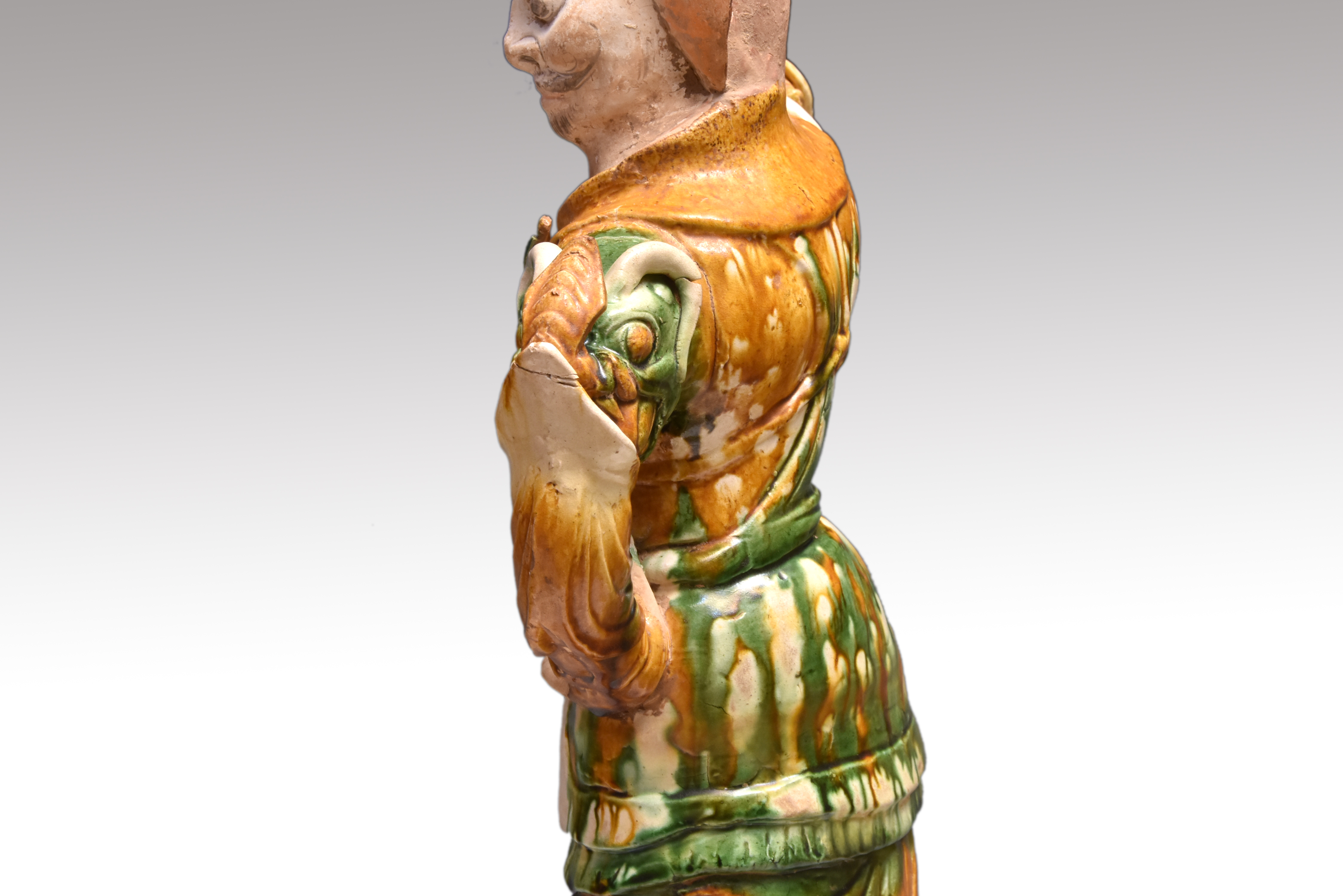 中国美術 唐時代 三彩武人像 高さ 92cm | 古美術ささき