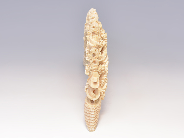 骨製 すかし彫り 楼閣山水置物 | 古美術ささき