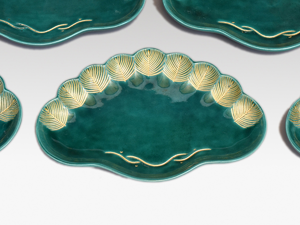 永楽善五郎 京焼 陽刻 小皿 黄色交跡 和食器 京焼 永楽善五郎 陽刻