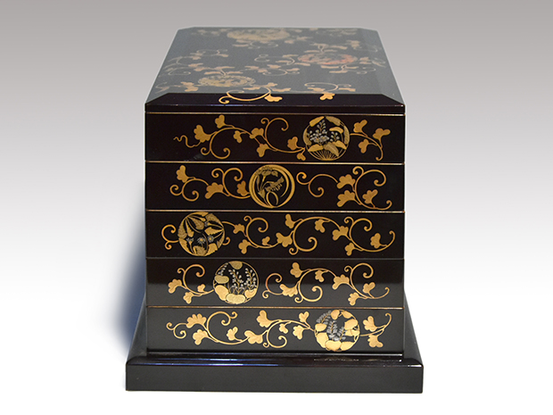 古美術 纏枝蓮花紋 蒔絵 蓋物 時代物 美品(K-A752) 古美術 纏