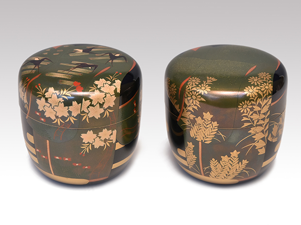 誰ケ袖棗 春秋一対（2個) 松村建（作) 共箱 未使用 | 古美術ささき