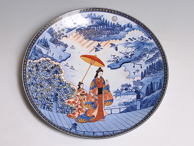 引き取り限定 神右衛門 染付鯉絵 大皿 直径約98.5㎝ 東な7-1220☆2F