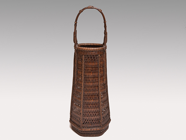 初代 田辺竹雲斎 釣藤形 花籃 高さ：47cm 花籠 共箱 | 古美術ささき