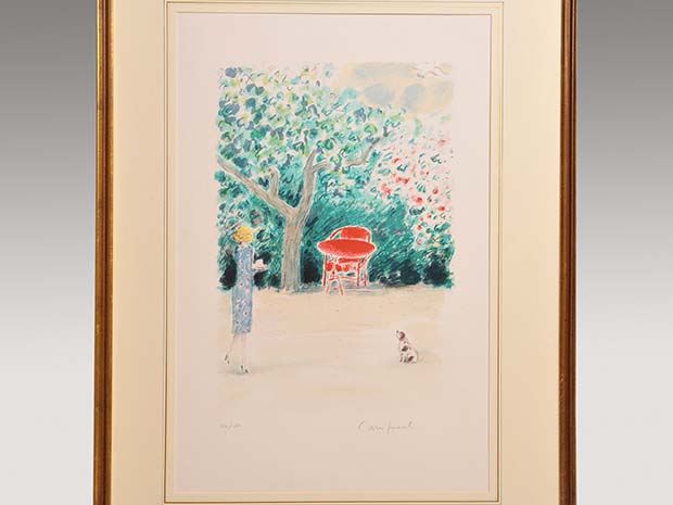 カシニョール リトグラフ「静かな朝」 1987年作 鉛筆サイン 額装 | 古