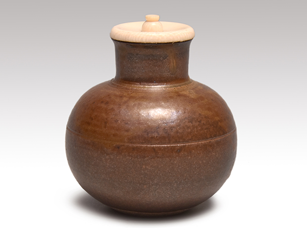 茶道具 山口錠鉄造 古瀬戸 茶入 仕覆付 共箱 V 9357 茶道具 山口錠鉄造