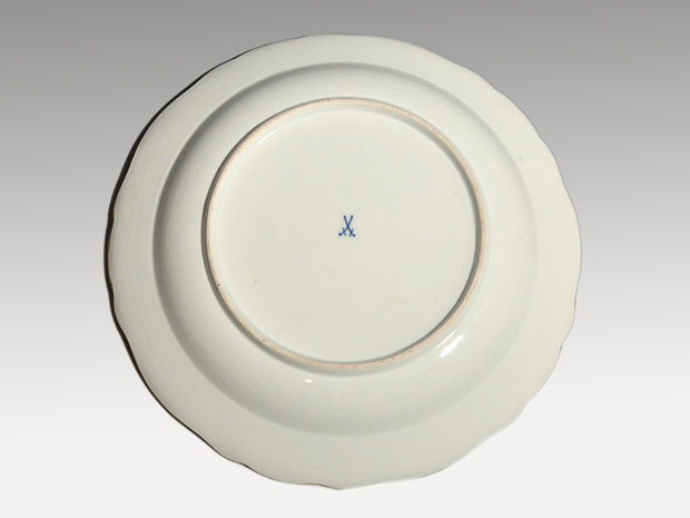 MEISSEN マイセン 港湾風景画 金彩 31.5cm プレート 飾り皿 1850～1924