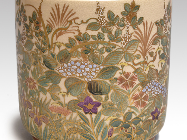 色絵仁清四季草花画水指 清閑寺窯 杉田祥平(作) 共箱 | 古美術ささき