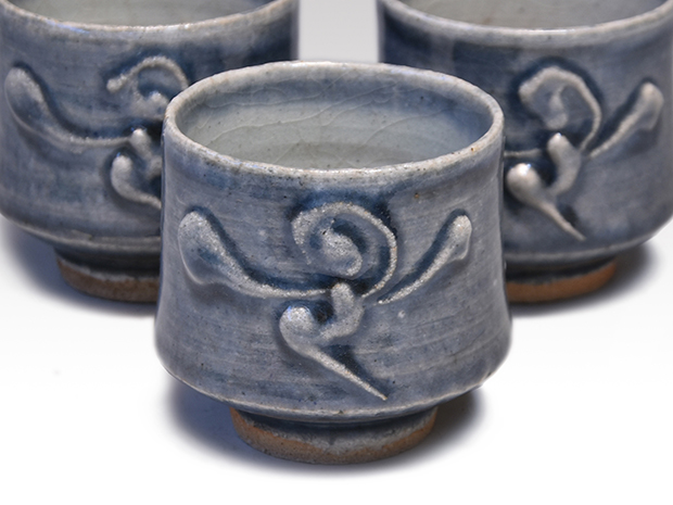 呉須筒描花文湯碗 3客 河井寛次郎（作）河井紅苑（識） | 古美術ささき