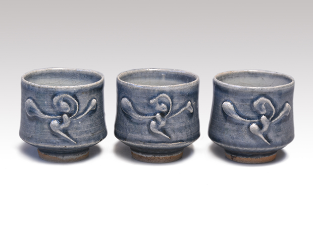 呉須筒描花文湯碗 3客 河井寛次郎（作）河井紅苑（識） | 古美術ささき