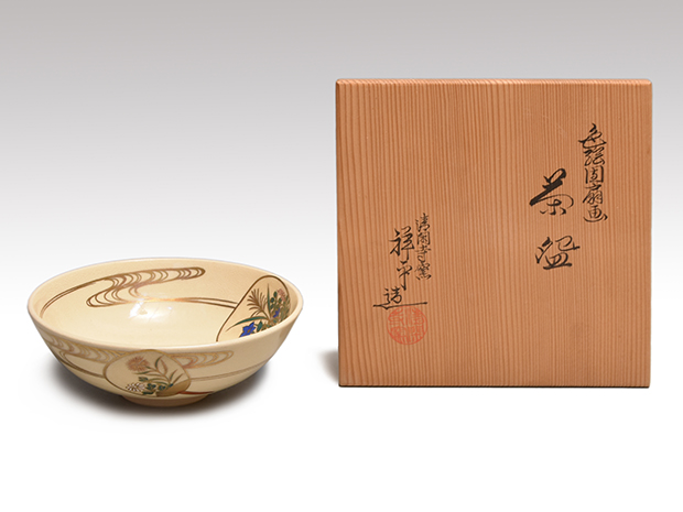 清閑寺窯 三代 杉田祥平(作) 色絵団扇画 茶碗 共箱 | 古美術ささき