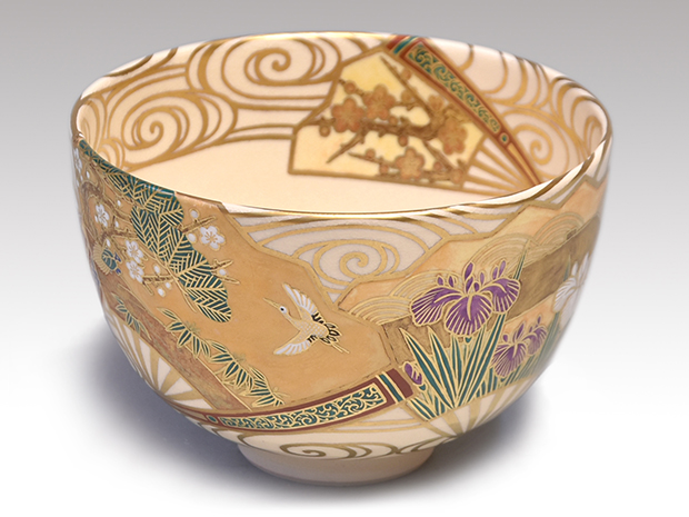 陶芸家 杉田祥平 清閑寺窯 色絵酉絵 茶碗 茶盌 抹茶碗 鳥