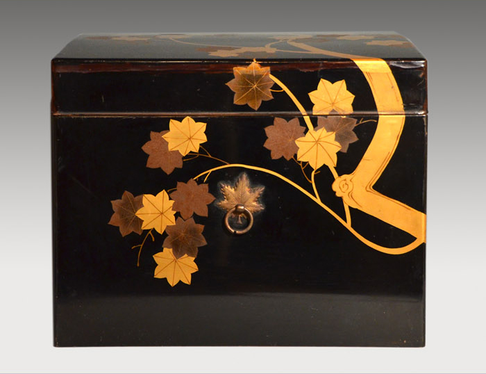 紅葉蒔絵 鼓箱 蓋裏梨地 明治時代 面箱にも | 古美術ささき